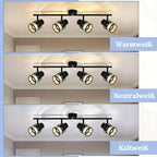 Plafonnier à spots orientables noir et tissu doré, 2 à 4 lumières E27
