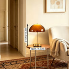 Lampe champignon à dôme ambré translucide et pied doré, 31 cm