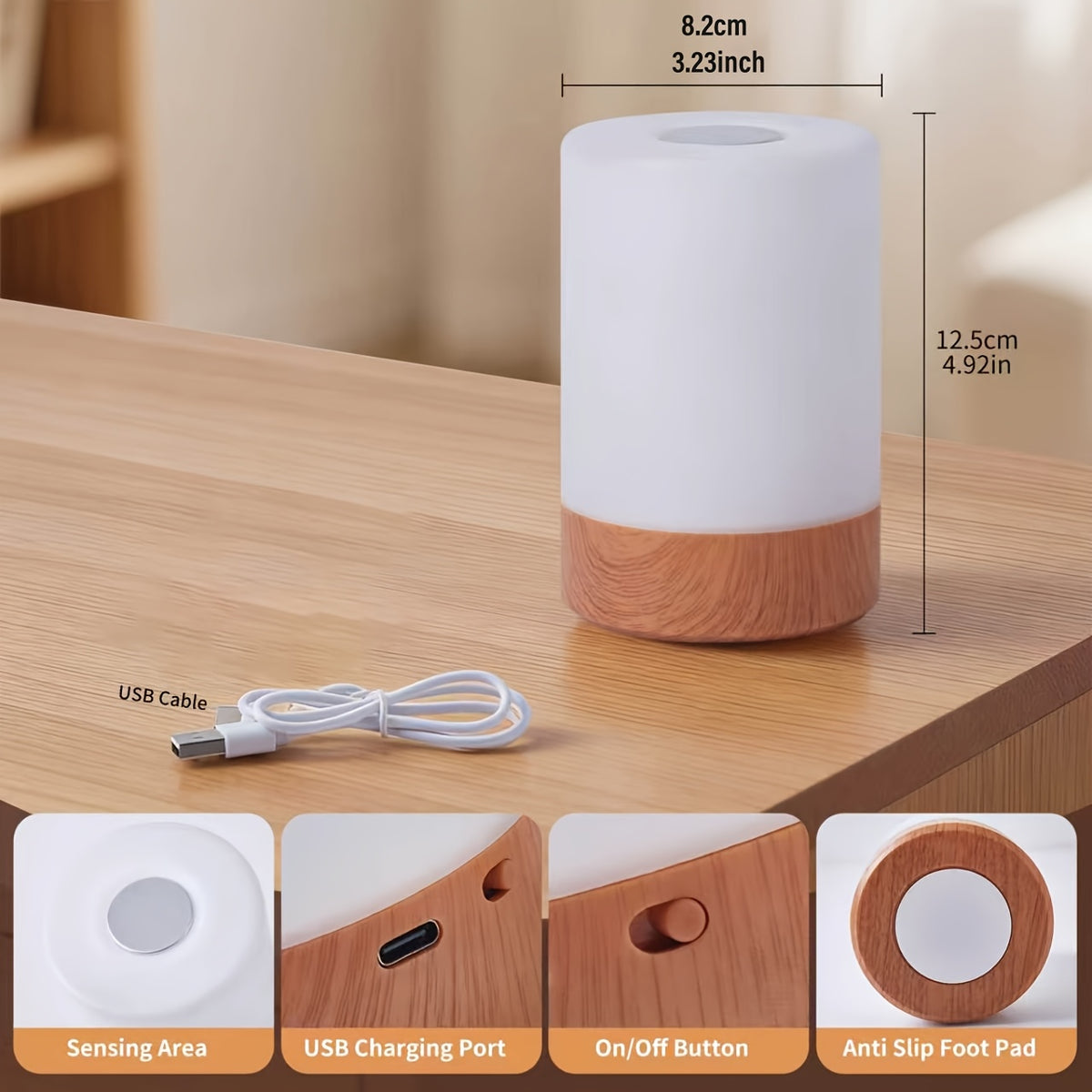 Lampe de chevet tactile rechargeable USB à 13 couleurs RVB