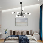 Lustre spoutnik 8 bras en métal noir, Ø 75 cm, douilles E27