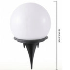 Lampe solaire boule blanche sur piquet, 16 cm, lot de 8 pour allée