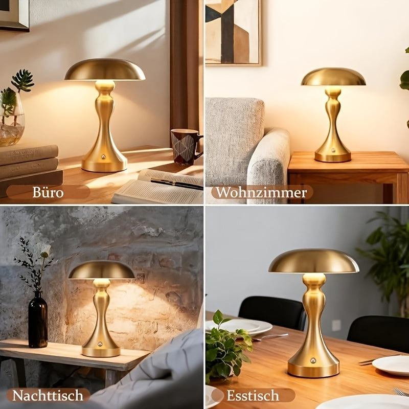 Lot de 3 lampes champignon LED sans fil, or rose, argent et or vieilli