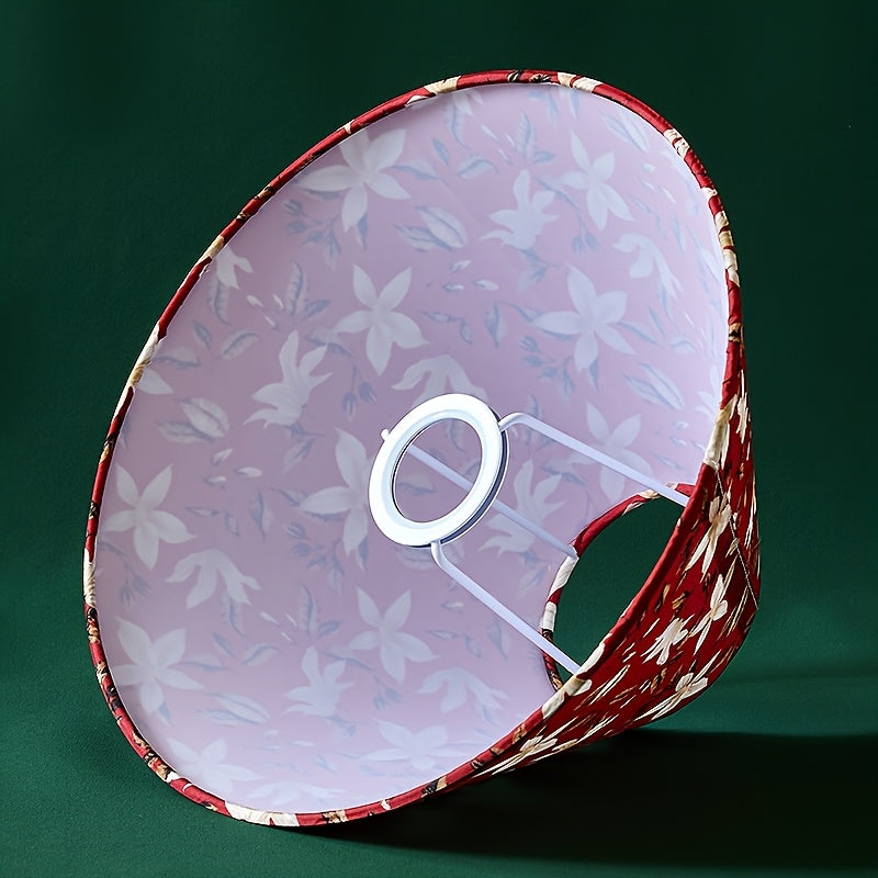 Lot de 2 abat-jour coniques rouges à fleurs crème, Ø 30 cm
