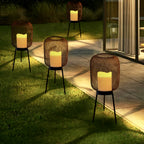 Lanterne solaire grillagée sur trépied, effet bougie, 40 cm