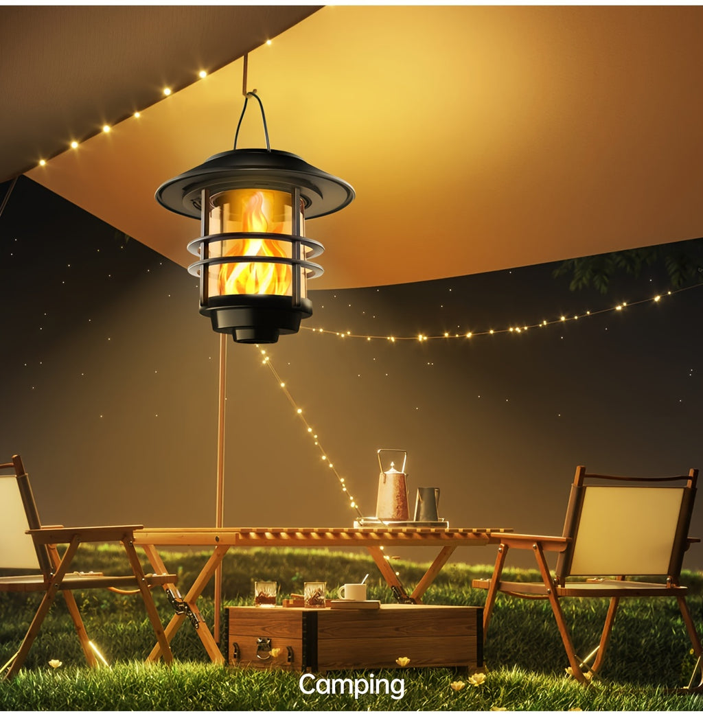 Suspension solaire noire effet flamme et potence murale, IP65