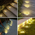 Spot solaire à enterrer finition inox, 8 LED, Ø 7,2 cm, lot de 10