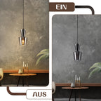 Lot de 2 suspensions en verre fumé et métal noir, Ø 15 cm, E27