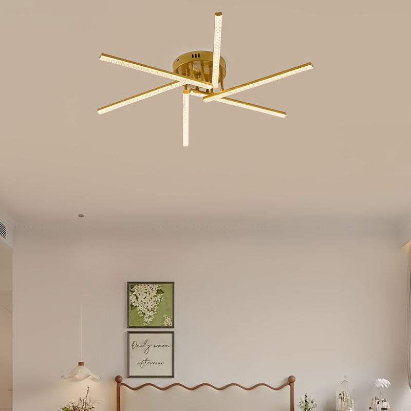 Plafonnier LED à branches rayonnantes, doré, noir ou blanc, 76 cm