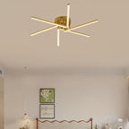 Plafonnier LED à branches rayonnantes, doré, noir ou blanc, 76 cm