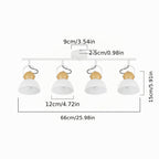 Spot de plafond rétro 3 ou 4 dômes orientables, rotule bois, E27
