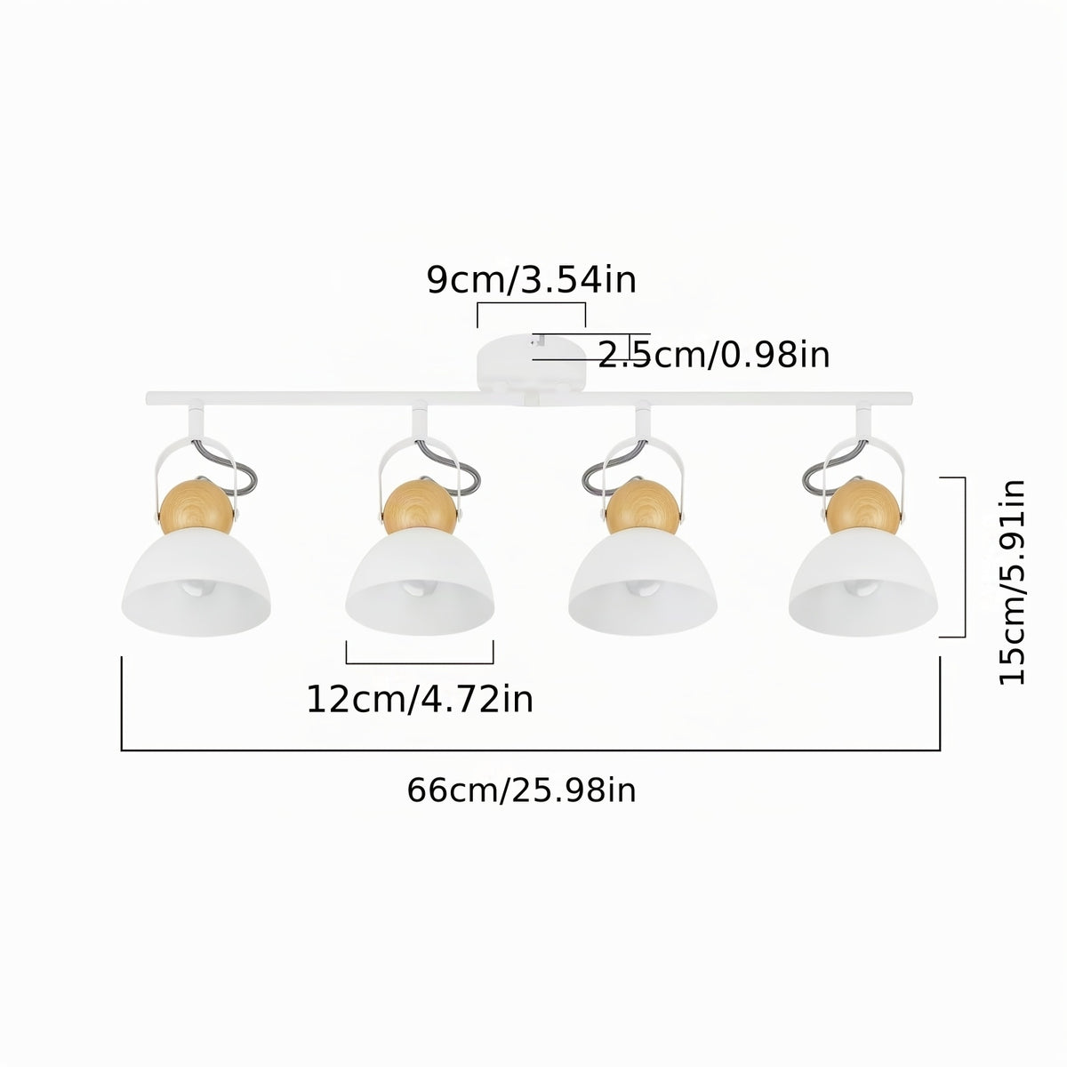 Spot de plafond rétro 3 ou 4 dômes orientables, rotule bois, E27