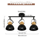 Spot de plafond rétro 3 ou 4 dômes orientables, rotule bois, E27