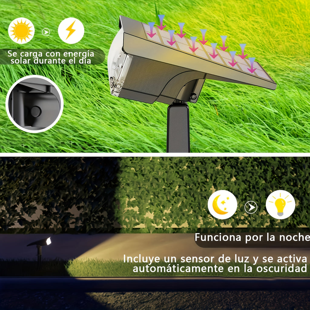 Spot solaire extérieur 38 LED à piquet, trois intensités, IP68