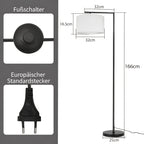 Lampadaire noir à abat-jour tambour inclinable sur 180°, 166 cm