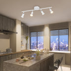Spot de plafond blanc 4 têtes orientables sur barre de 62 cm, GU10