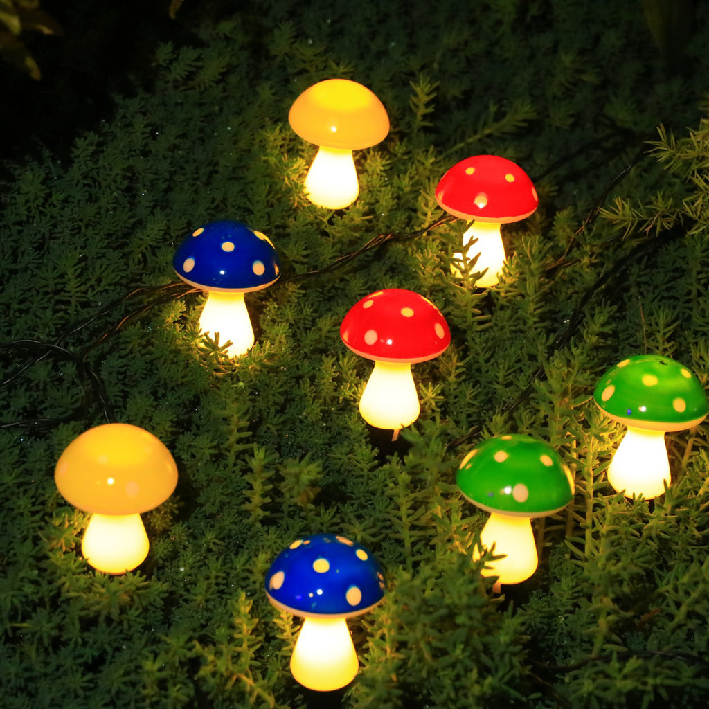 Guirlande solaire de champignons bleus à planter, 8 modes