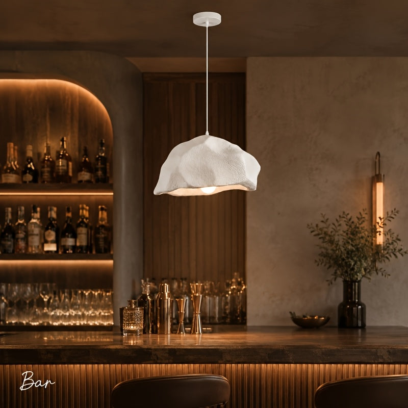 Suspension effet roche blanche texturée, 45 cm, esprit japonais