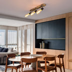 Plafonnier en bois flammé à spots orientables, 2 ou 3 lumières