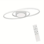 Plafonnier LED noir ovale ou carré à anneaux, avec télécommande