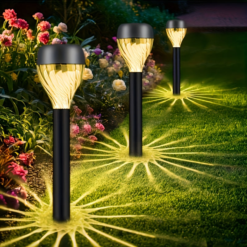 Lot de 10 lampes solaires sucette à tête torsadée pour allée