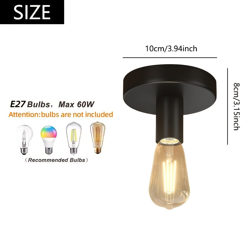 Lot de 4 plafonniers noirs minimalistes à douille E27, Ø 10 cm