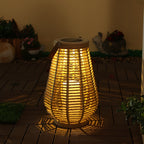 Lanterne solaire en cordelette tressée beige, bougie LED, IP44
