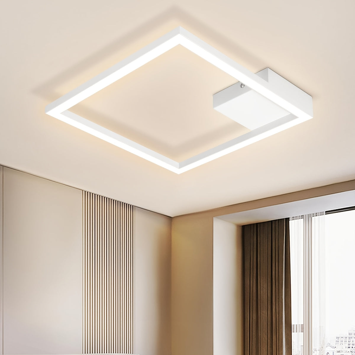 Plafonnier LED carré à cadre lumineux, 29,4 cm, noir ou blanc