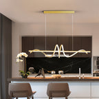 Suspension LED en vague de silicone sur barre de 100 cm, or ou noir