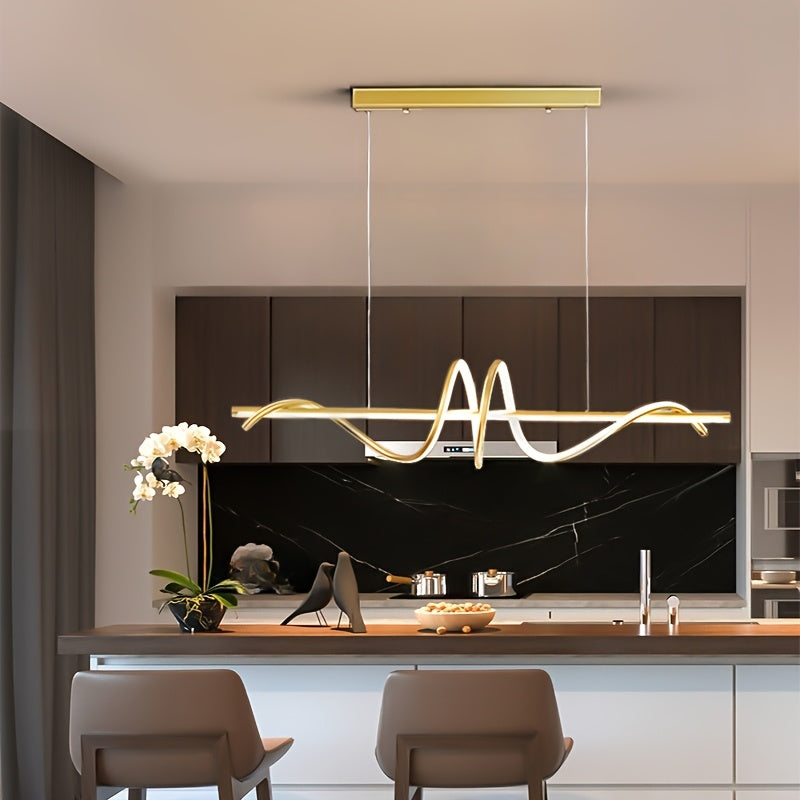 Suspension LED en vague de silicone sur barre de 100 cm, or ou noir