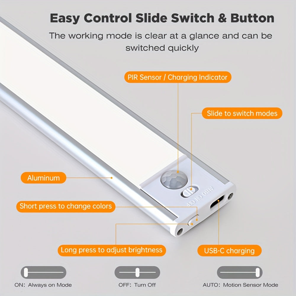 Réglette LED rechargeable à interrupteur à glissière, 20 à 40 cm