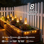 Guirlande solaire de jardin à 20 piquets à bulles, 5 m, 8 modes