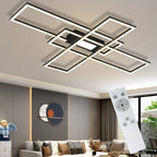 Plafonnier LED rectangles entrecroisés, jusqu'à 100 cm, télécommande