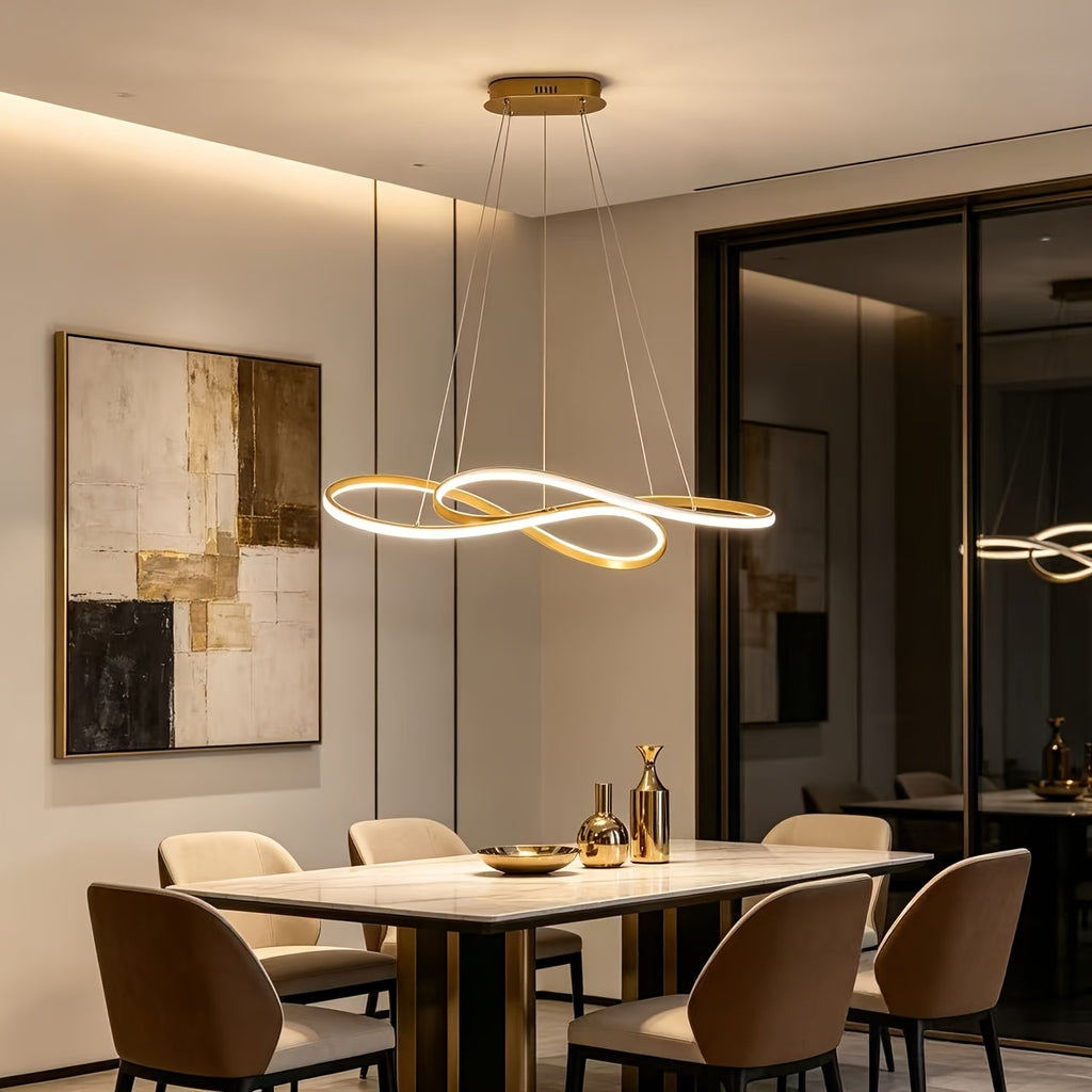 Lustre LED en double boucle infinie de 100 cm, noir, argenté ou doré