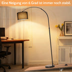 Lampadaire arc noir 181 cm, abat-jour tambour en tissu Ø 30 cm