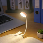 Mini lampe de lecture à pince blanche rechargeable, col de 13 cm