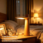 Lampe de chevet en bois à disque lumineux et soliflore intégré