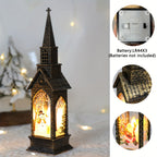 Lot de 4 lampes décoratives de Noël en forme d'église, à piles
