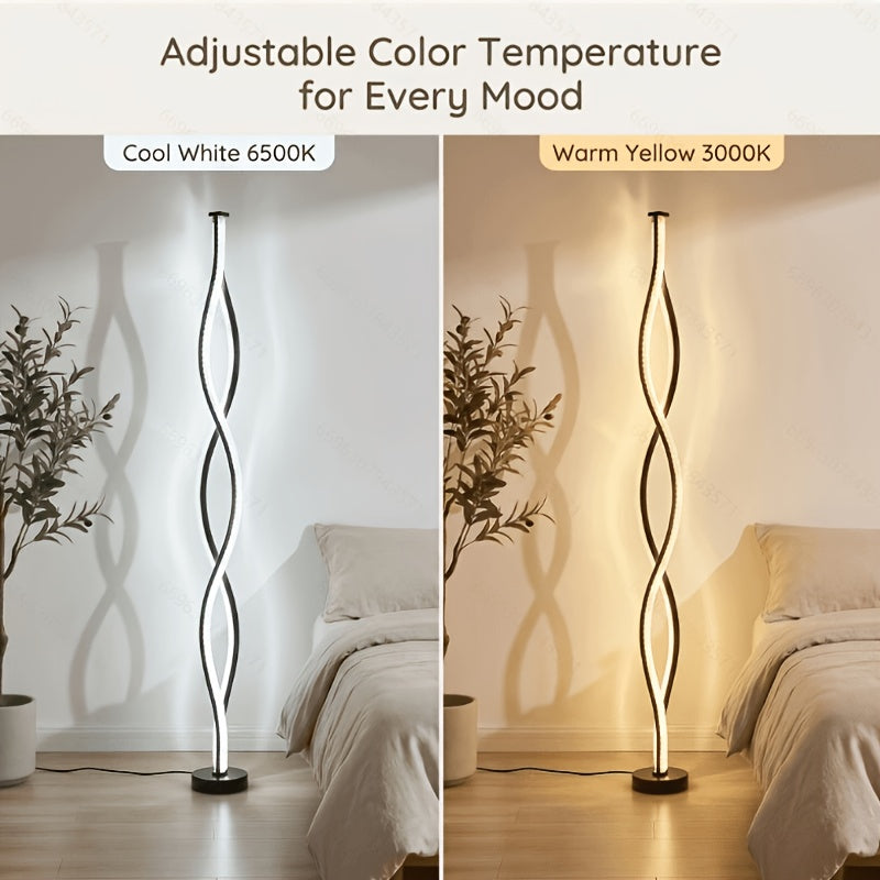 Lampadaire LED double hélice effet cristal noir mat, 122 cm