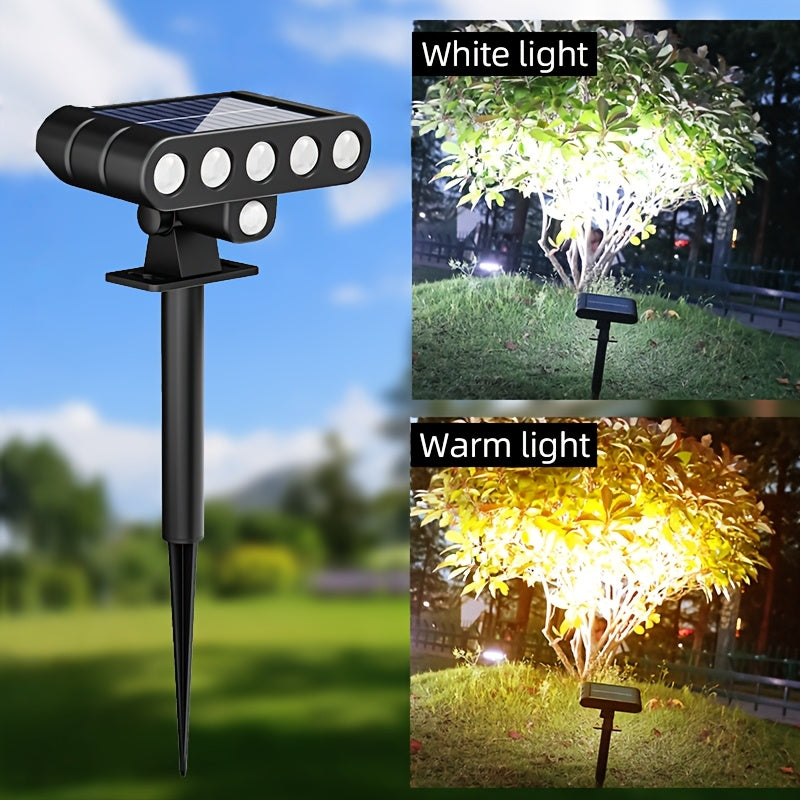Spot solaire 5 LED à détecteur de mouvement, mur ou piquet, lot de 4