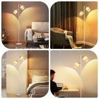 Lampadaire blanc à deux têtes orientables en tissu, douille E14