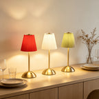 Paire de lampes sans fil plissées, socle doré en dôme, 30 cm