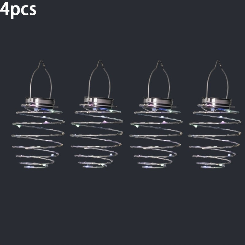 Suspension solaire spirale en fil de fer à 16 LED, lot de 3 ou 5