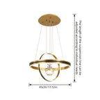 Lustre LED à deux anneaux croisés et globe fleuri, Ø 45 cm