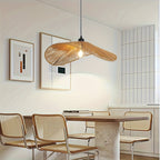 Suspension en rotin forme chapeau Ø 40 cm, bord ondulé, douille E27