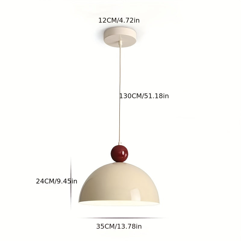 Suspension dôme en métal laqué et boule colorée, Ø 35 cm