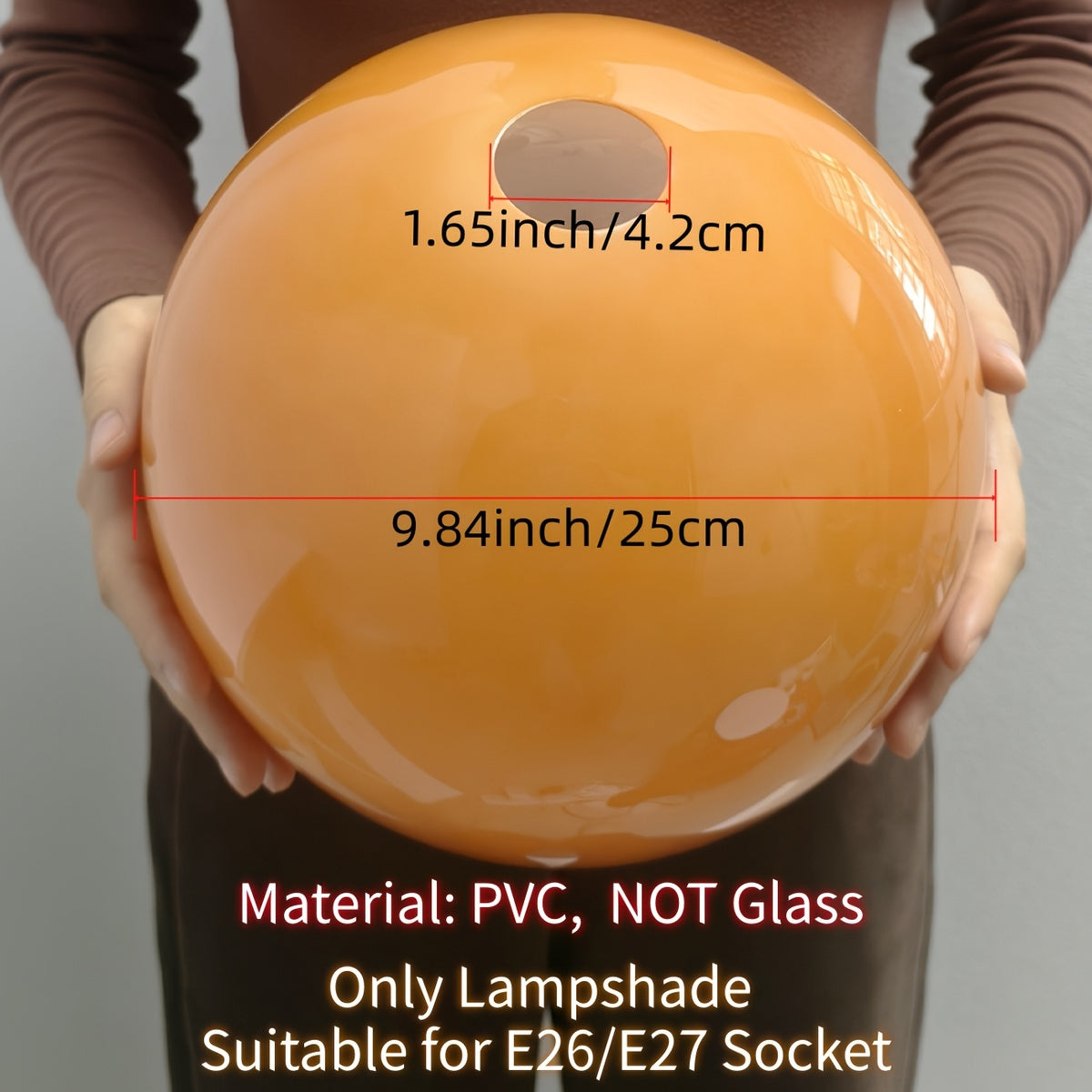 Abat-jour dôme rétro orange dégradé en PVC pour suspension, Ø 25 cm