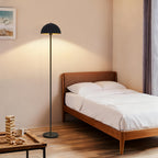 Lampadaire dôme noir à intérieur doré de 170 cm, douille E27