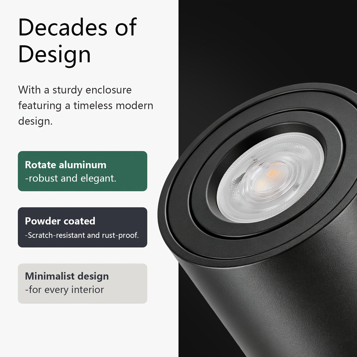 Lot de 4 spots LED en saillie orientables, cylindre en aluminium