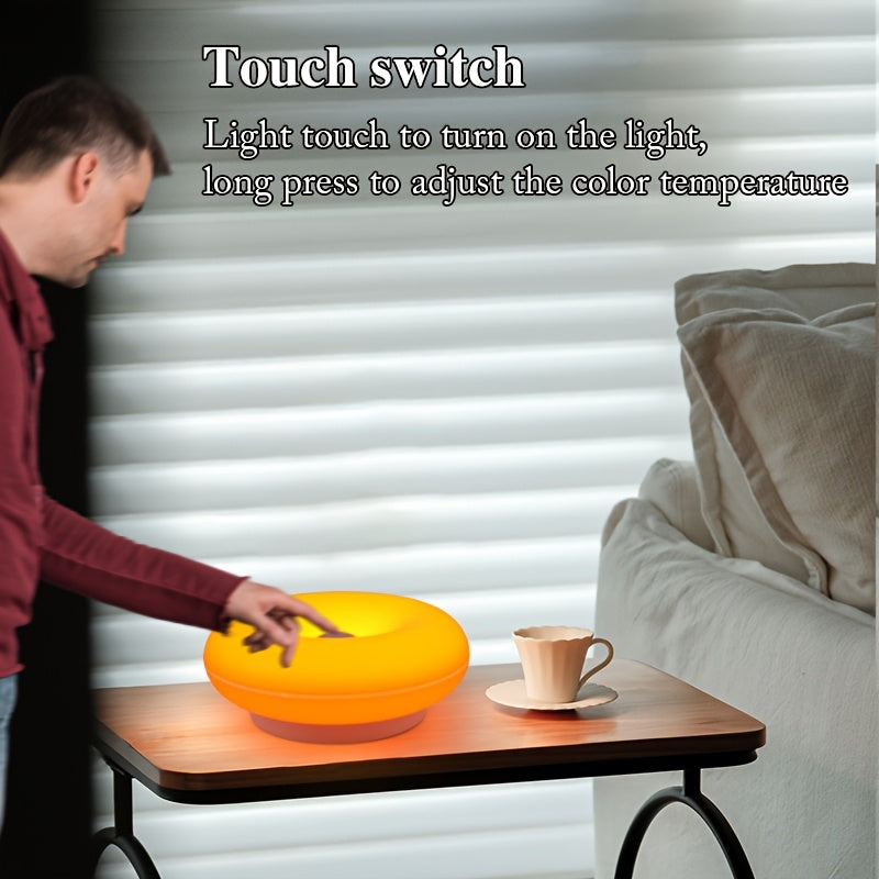 Lampe donut orange tactile à poser ou au mur, Ø 22,5 x 7 cm