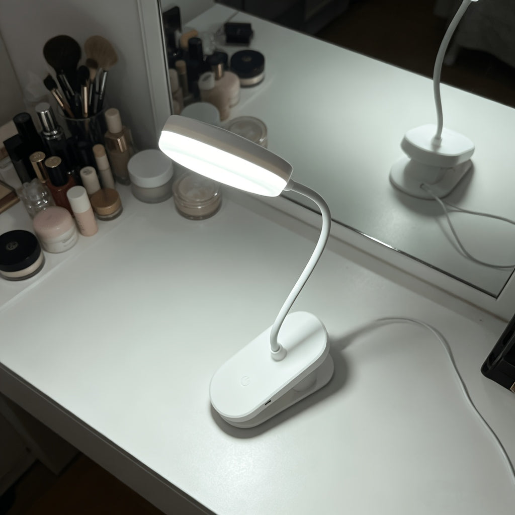 Lampe à pince tactile blanche à piles ou USB, col de 36 cm
